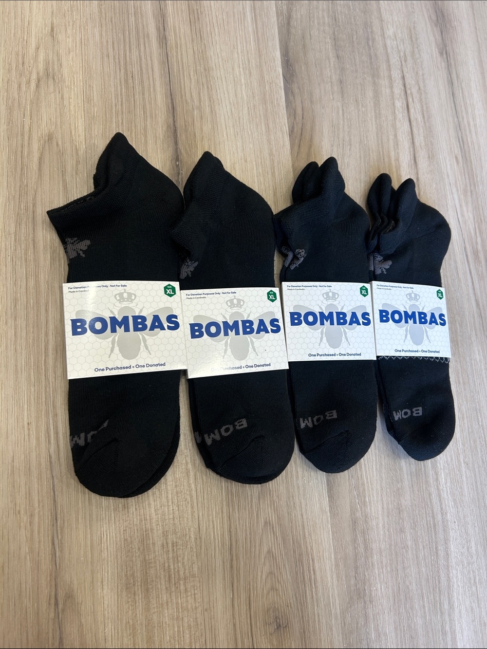 NWT Bombas Size XL Black Ankle Socks 4 Pack Heavy Duty